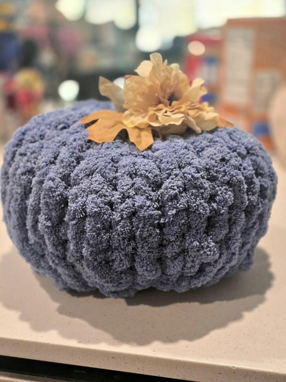 Handmade Blue & Orange Textured Pumpkin Decor